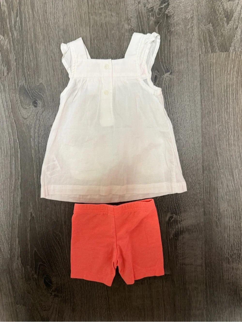 Carter's White Embroidered Tank with Coral Shorts